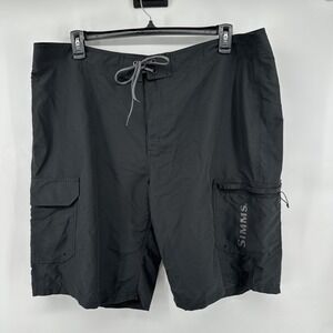 Simms 40 Solid Black Solarflex Board Surf Shorts NEW